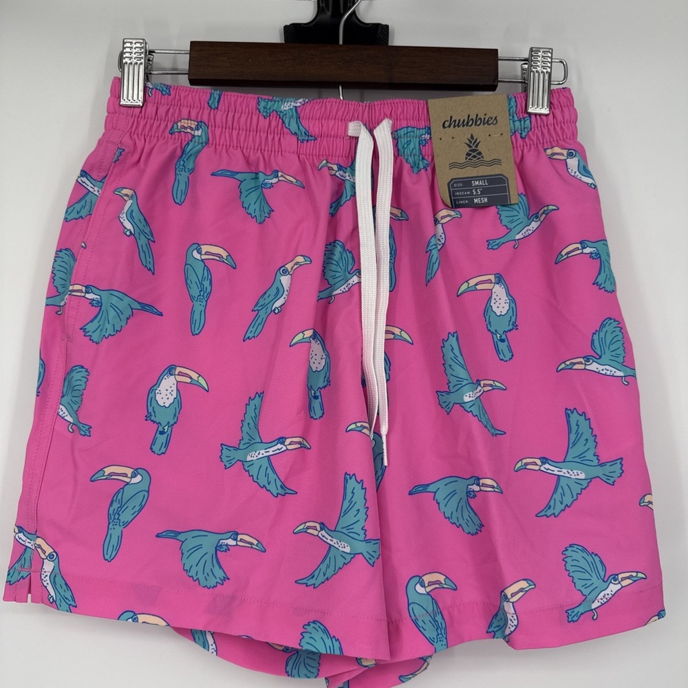 NWT Chubbies Men Classic Swim Trunks 5.5" The Toucan Do Its Mesh Boardshorts S